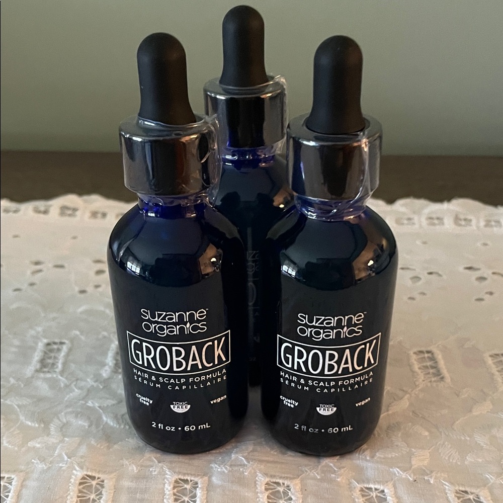 Suzanne Somers GroBack Serum - Deep Blue Bottle with Black Dropper 3 bottles